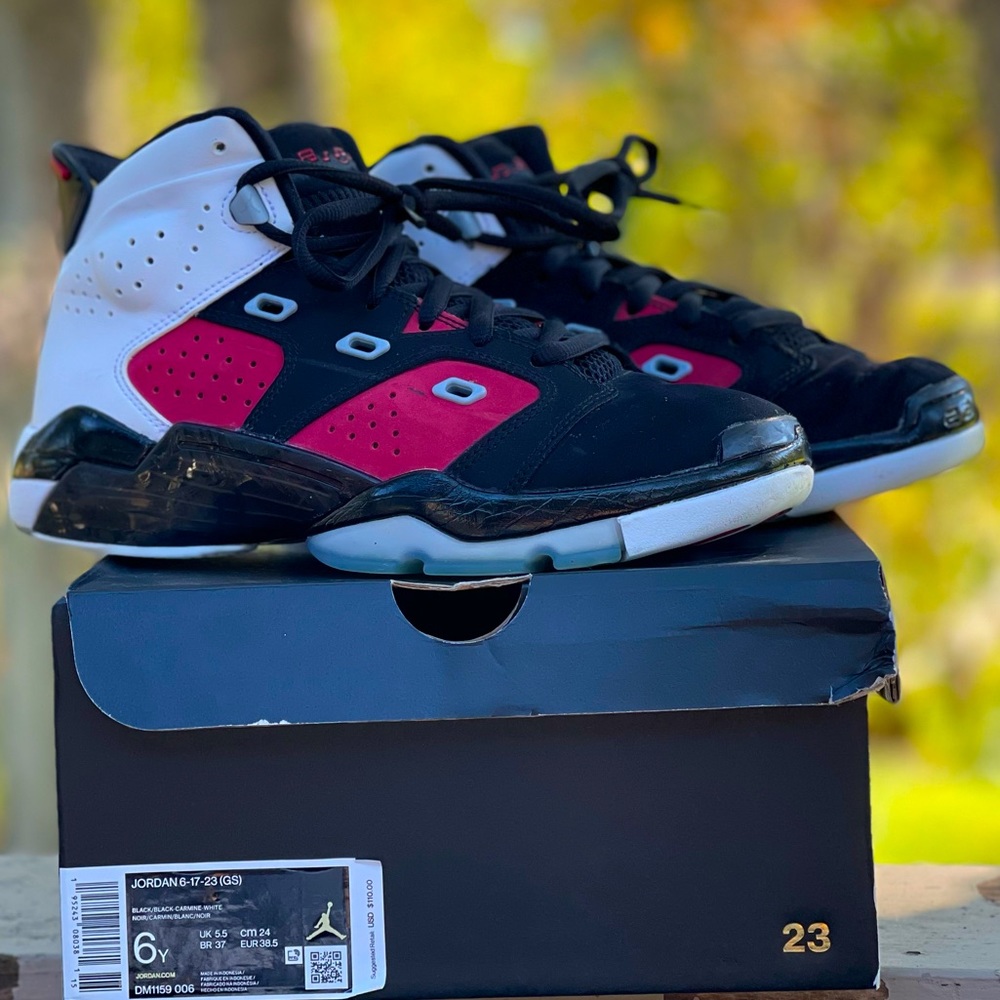 JORDAN 6-17-23 (GS) BLACK/BLACK-CARMINE-WHITE 6Y Basketball Shoes